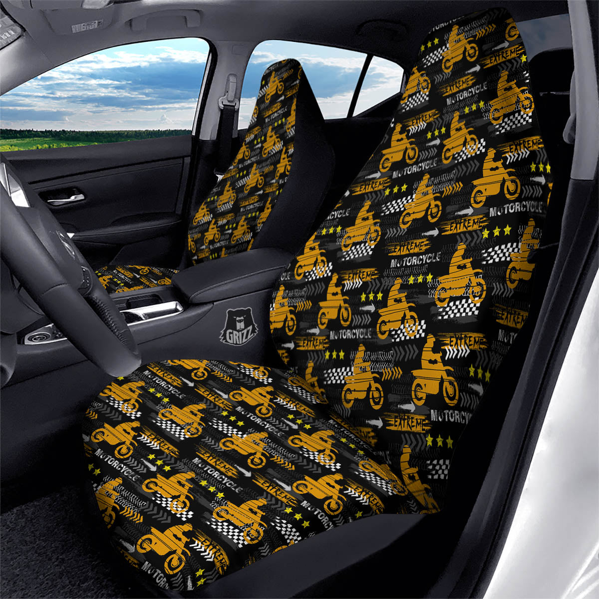 Words Motorcycle Print Pattern Car Seat Covers-grizzshop