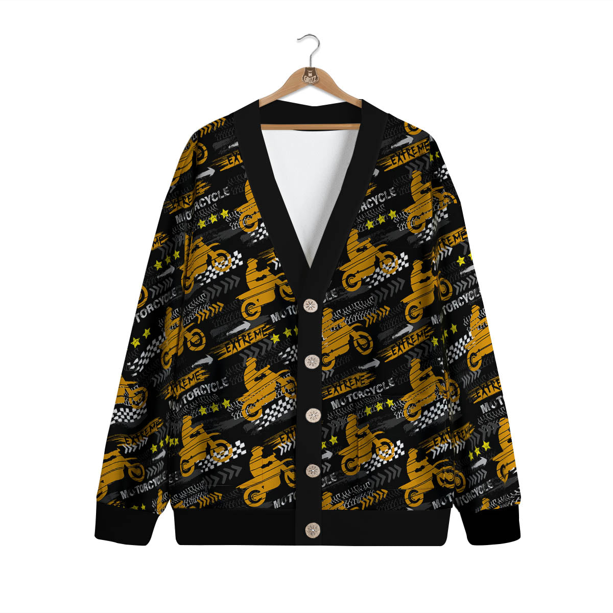 Words Motorcycle Print Pattern Cardigan-grizzshop