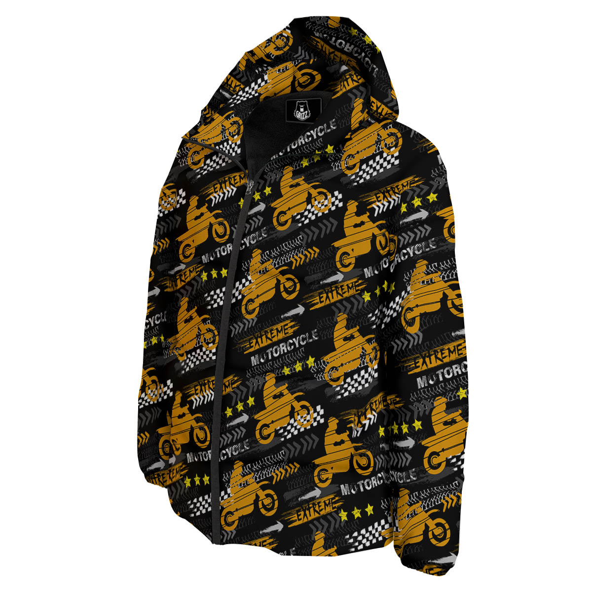 Words Motorcycle Print Pattern Down Jacket-grizzshop