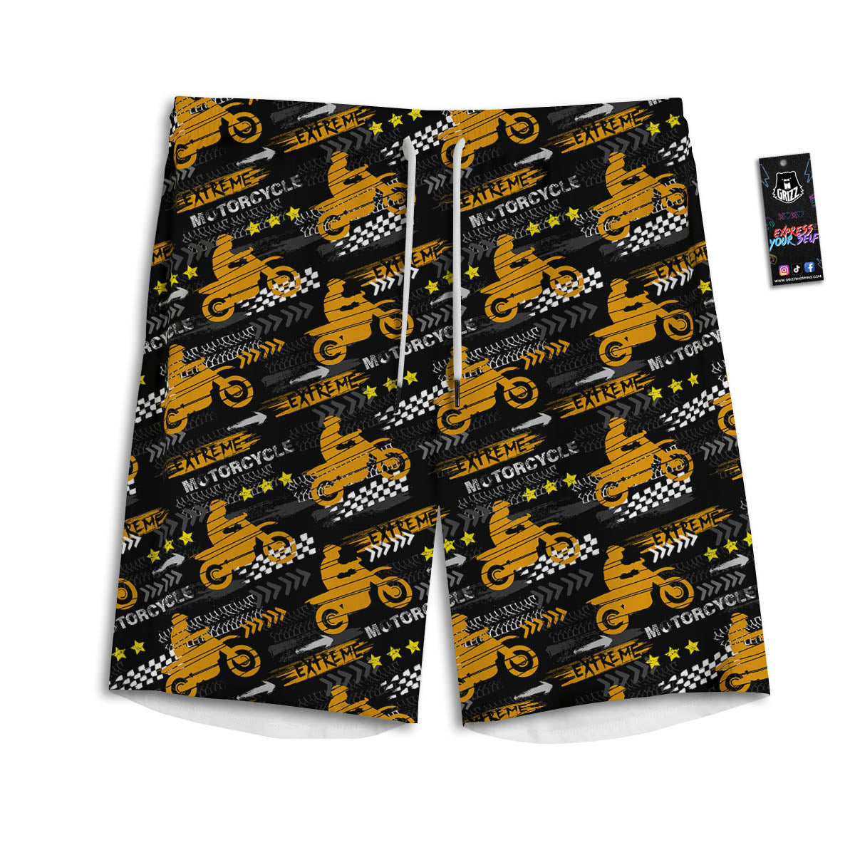 Words Motorcycle Print Pattern Men's Athletic Shorts