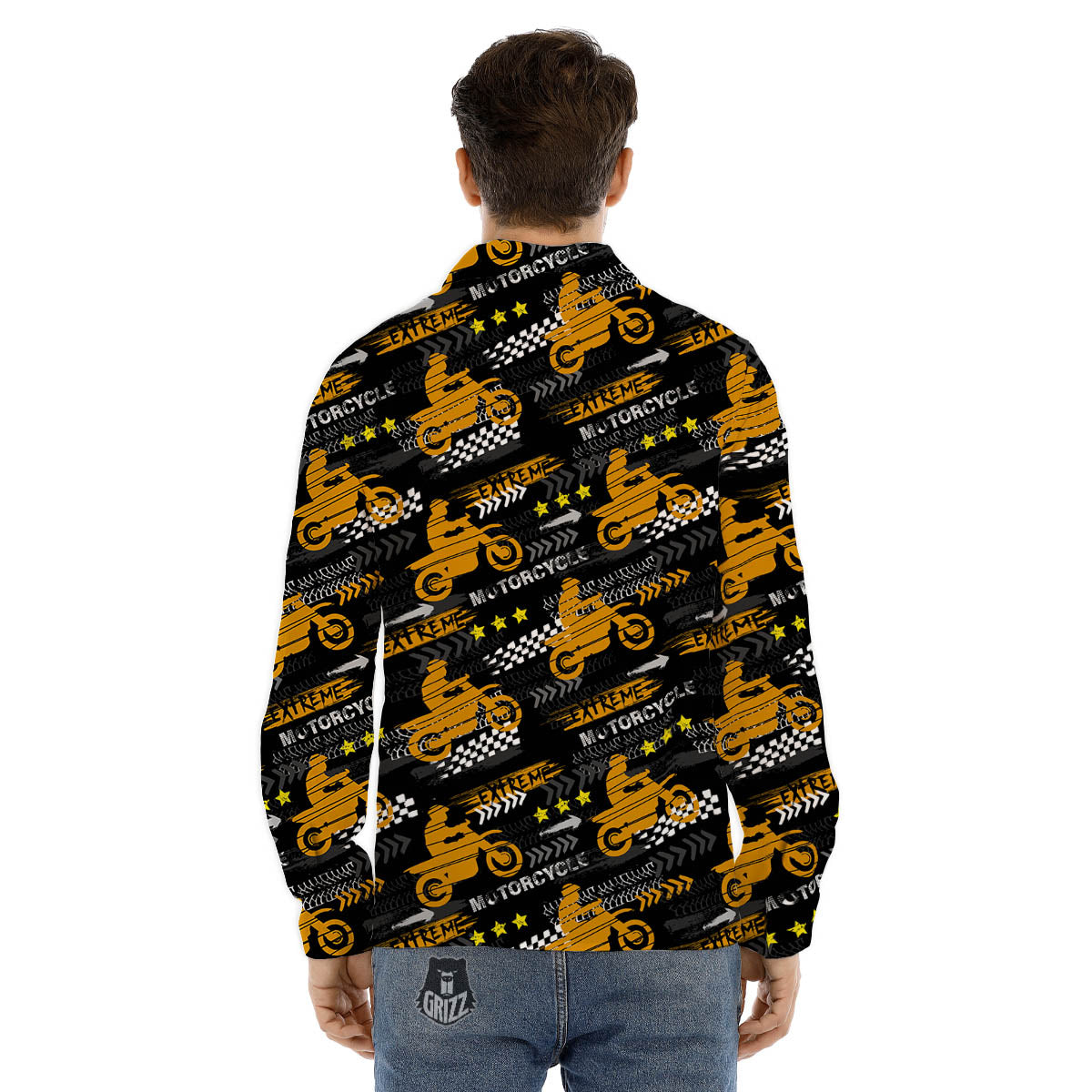 Words Motorcycle Print Pattern Men's Dress Shirts-grizzshop