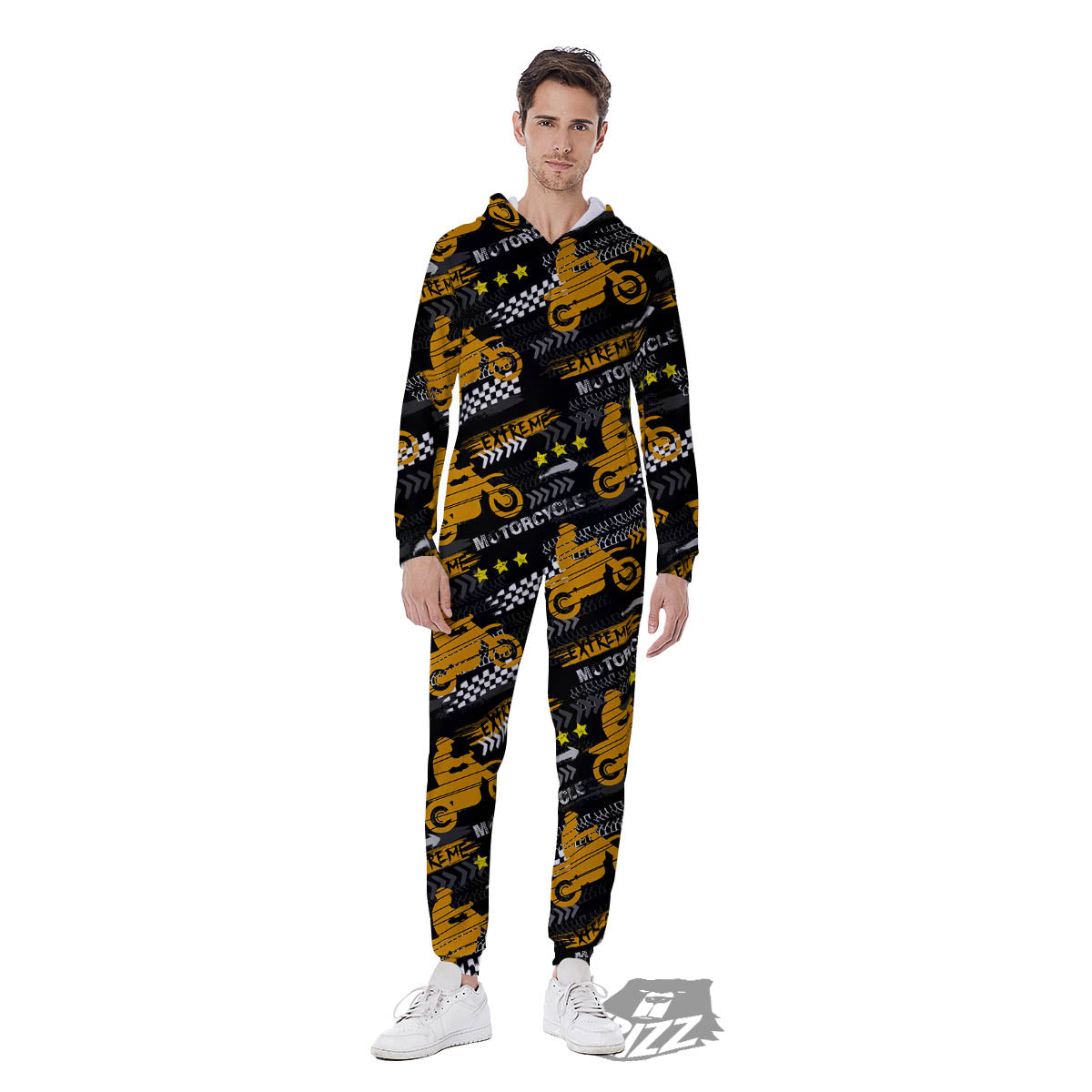 Words Motorcycle Print Pattern Men's Jumpsuit-grizzshop