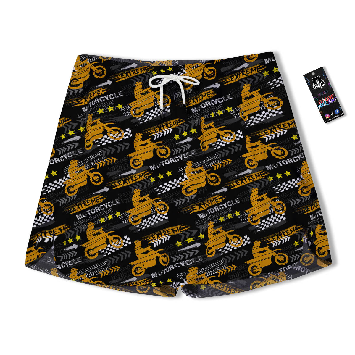 Words Motorcycle Print Pattern Men's Running Shorts-grizzshop