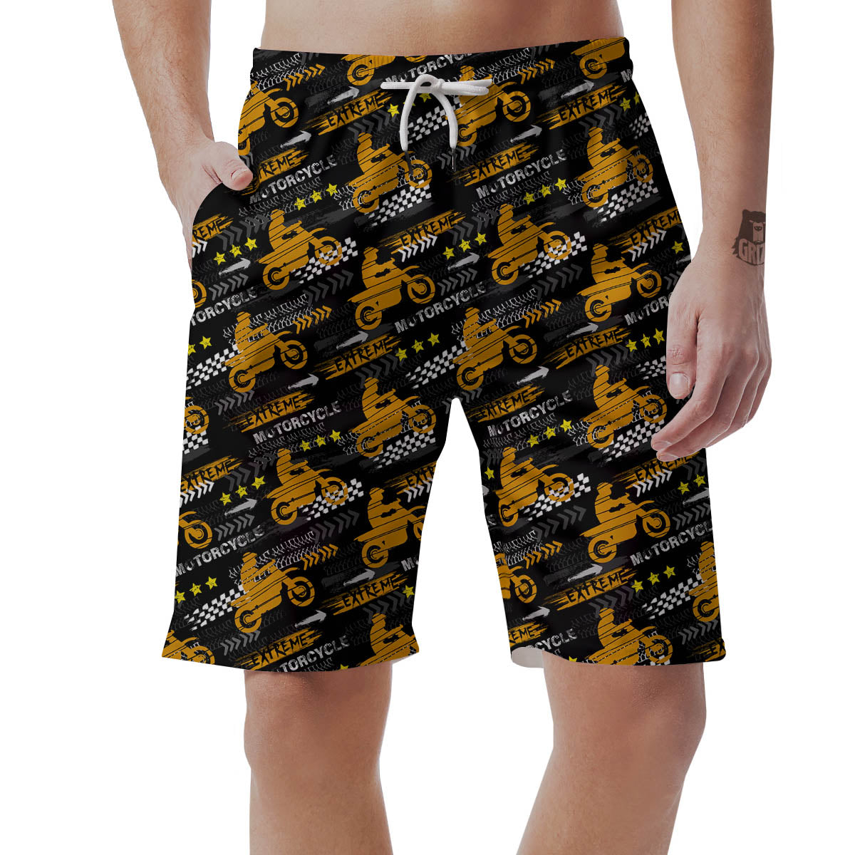 Words Motorcycle Print Pattern Men's Shorts-grizzshop