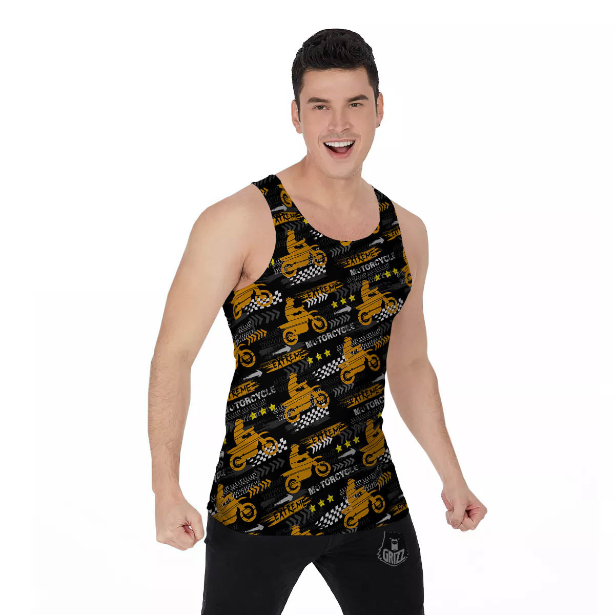 Words Motorcycle Print Pattern Men's Tank Top-grizzshop