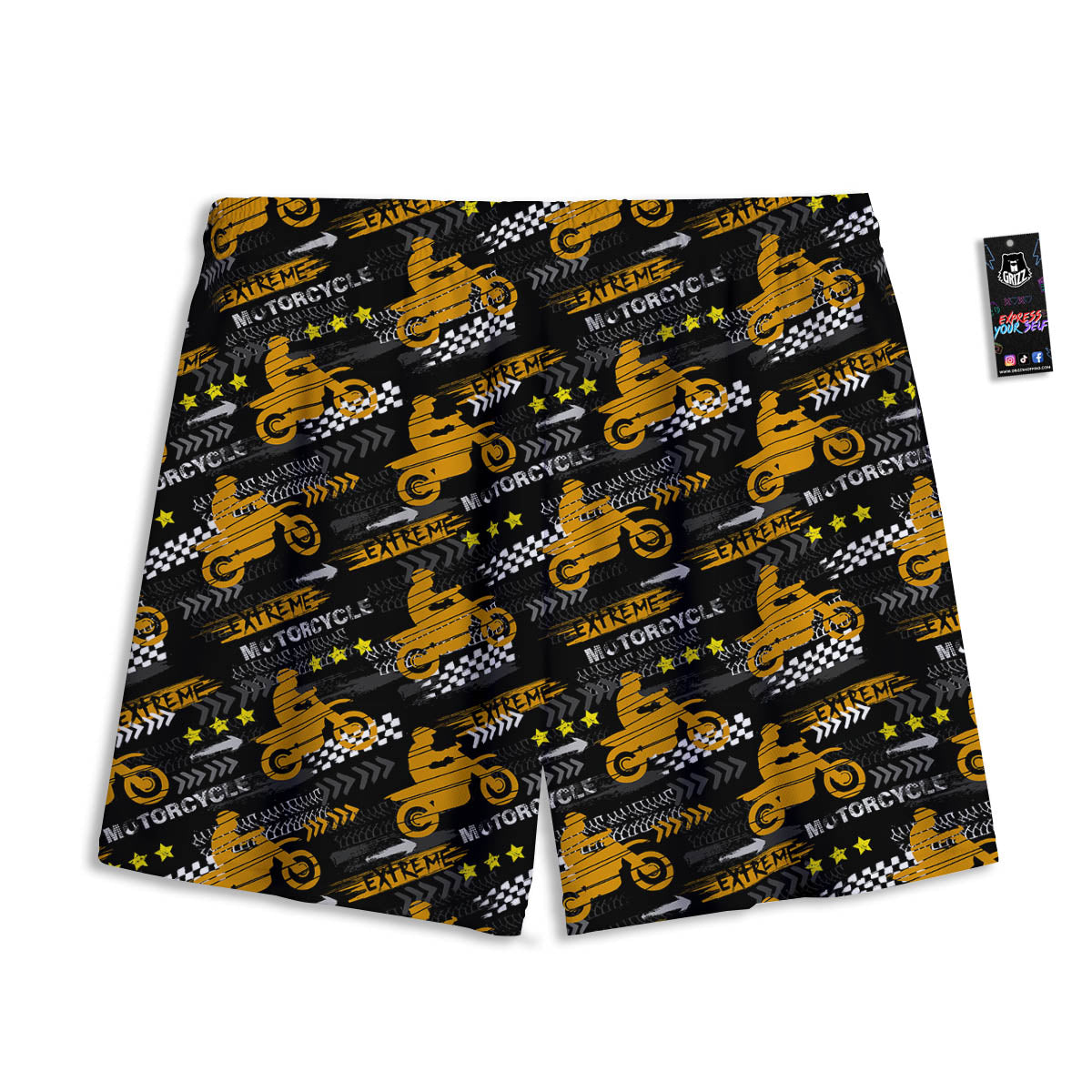 Words Motorcycle Print Pattern Mesh Shorts