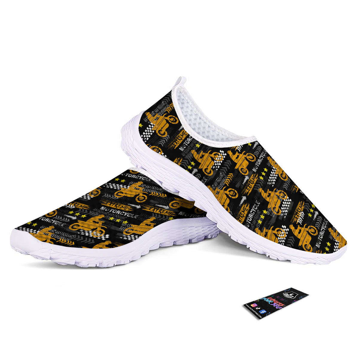 Words Motorcycle Print Pattern Nurse Shoes-grizzshop