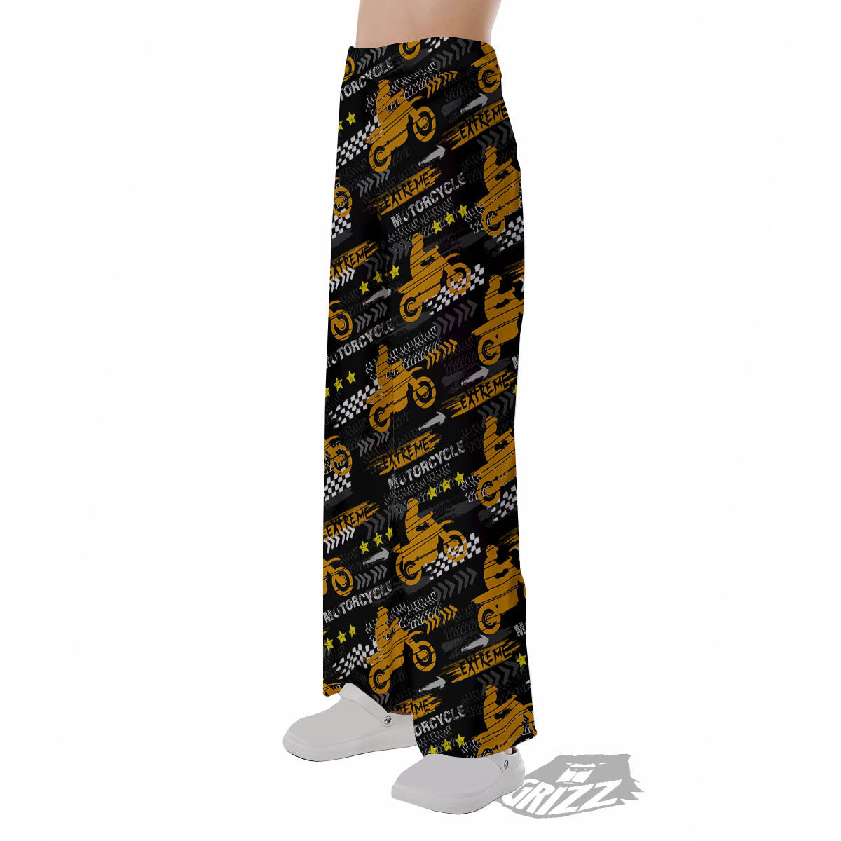 Words Motorcycle Print Pattern Pajama Pants-grizzshop