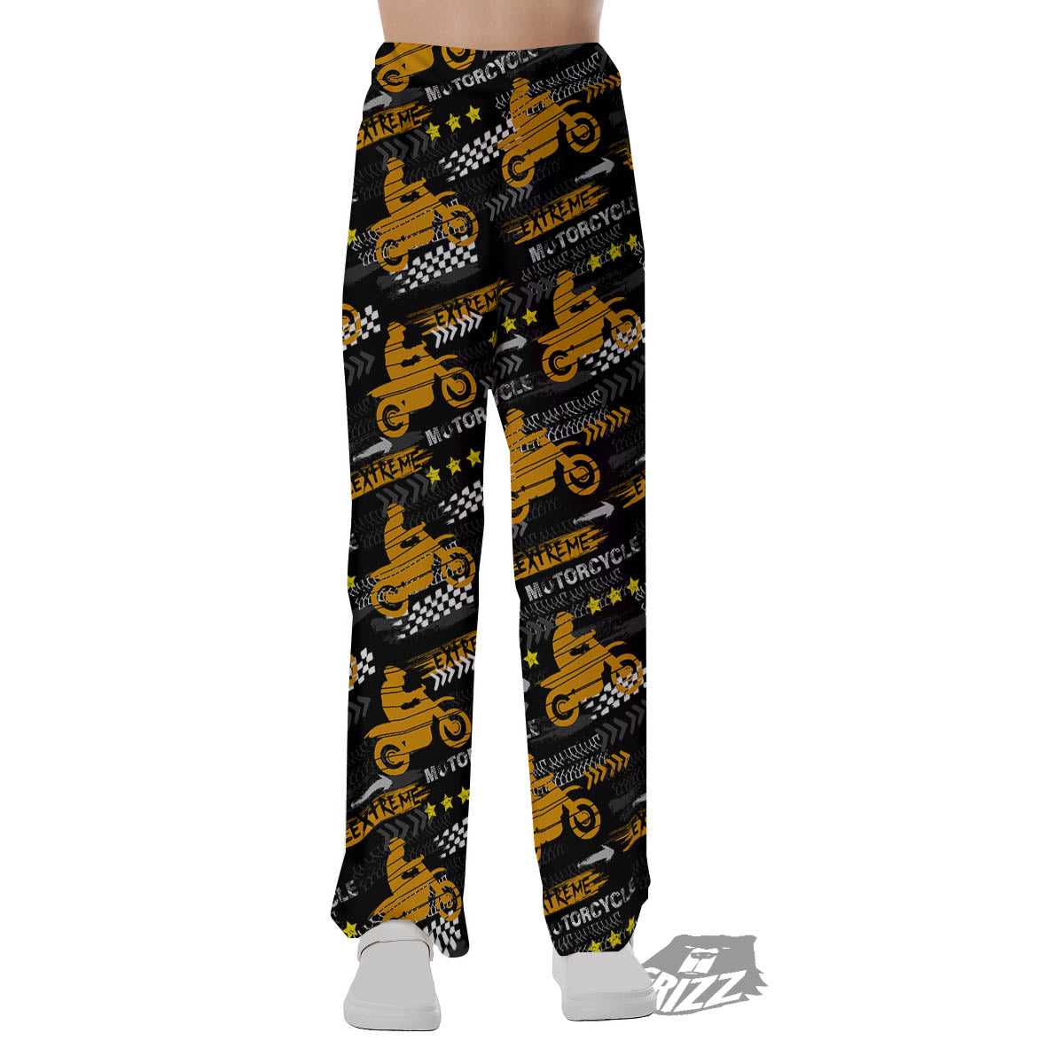 Words Motorcycle Print Pattern Pajama Pants-grizzshop