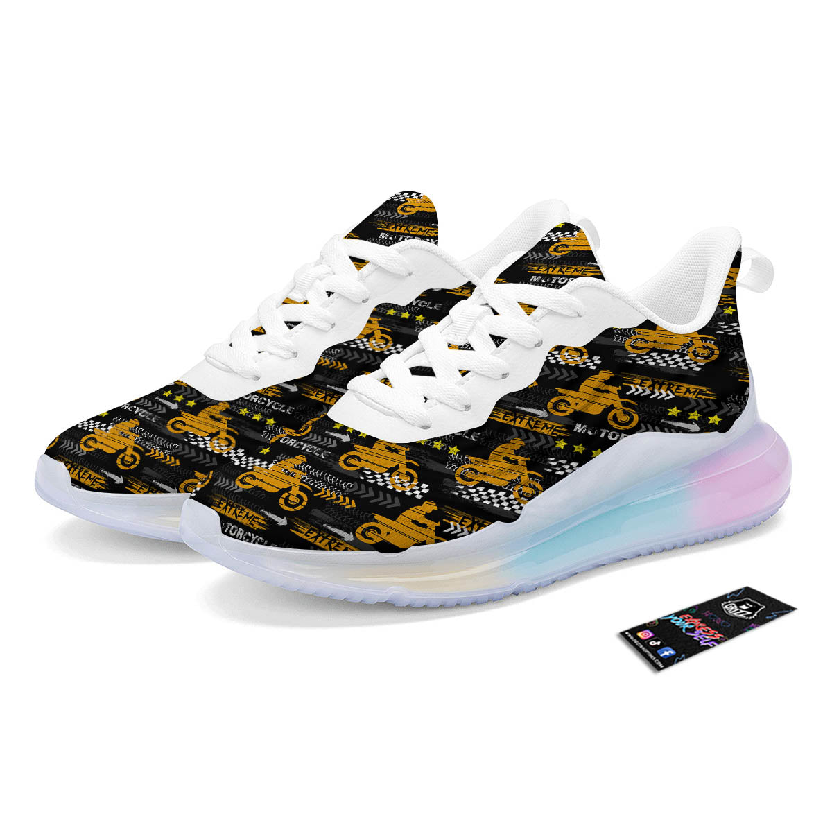 Words Motorcycle Print Pattern Running Sneakers-grizzshop