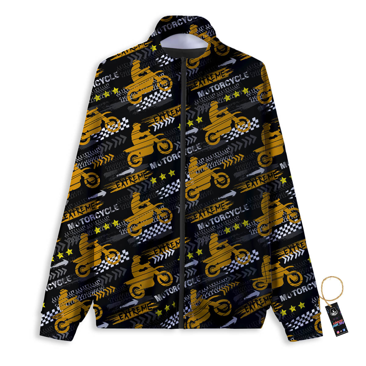 Words Motorcycle Print Pattern Track Jacket-grizzshop