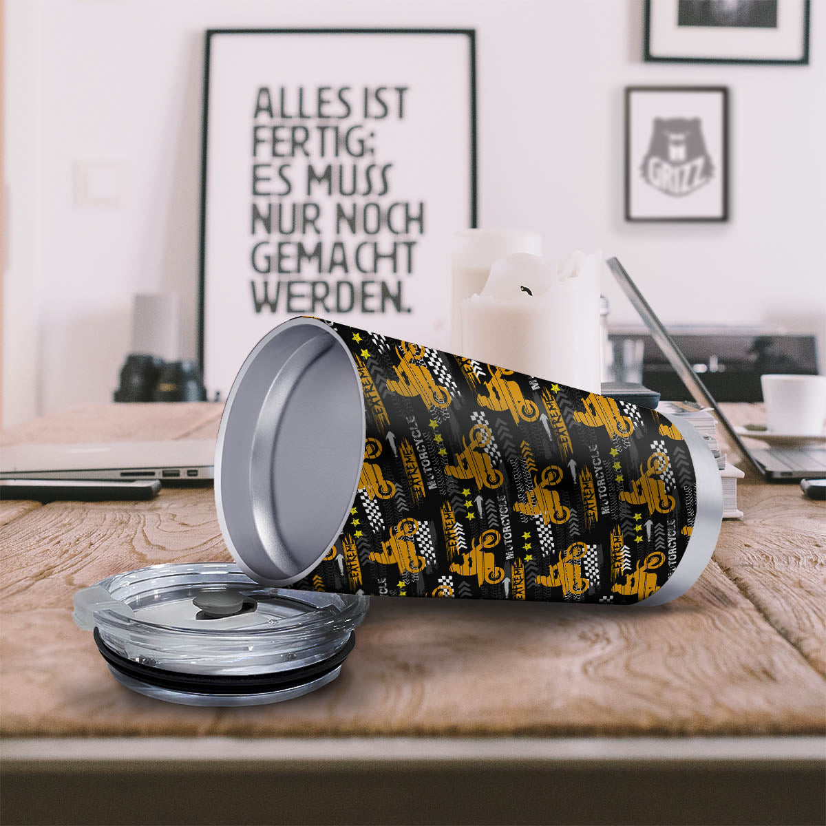 Words Motorcycle Print Pattern Tumbler-grizzshop