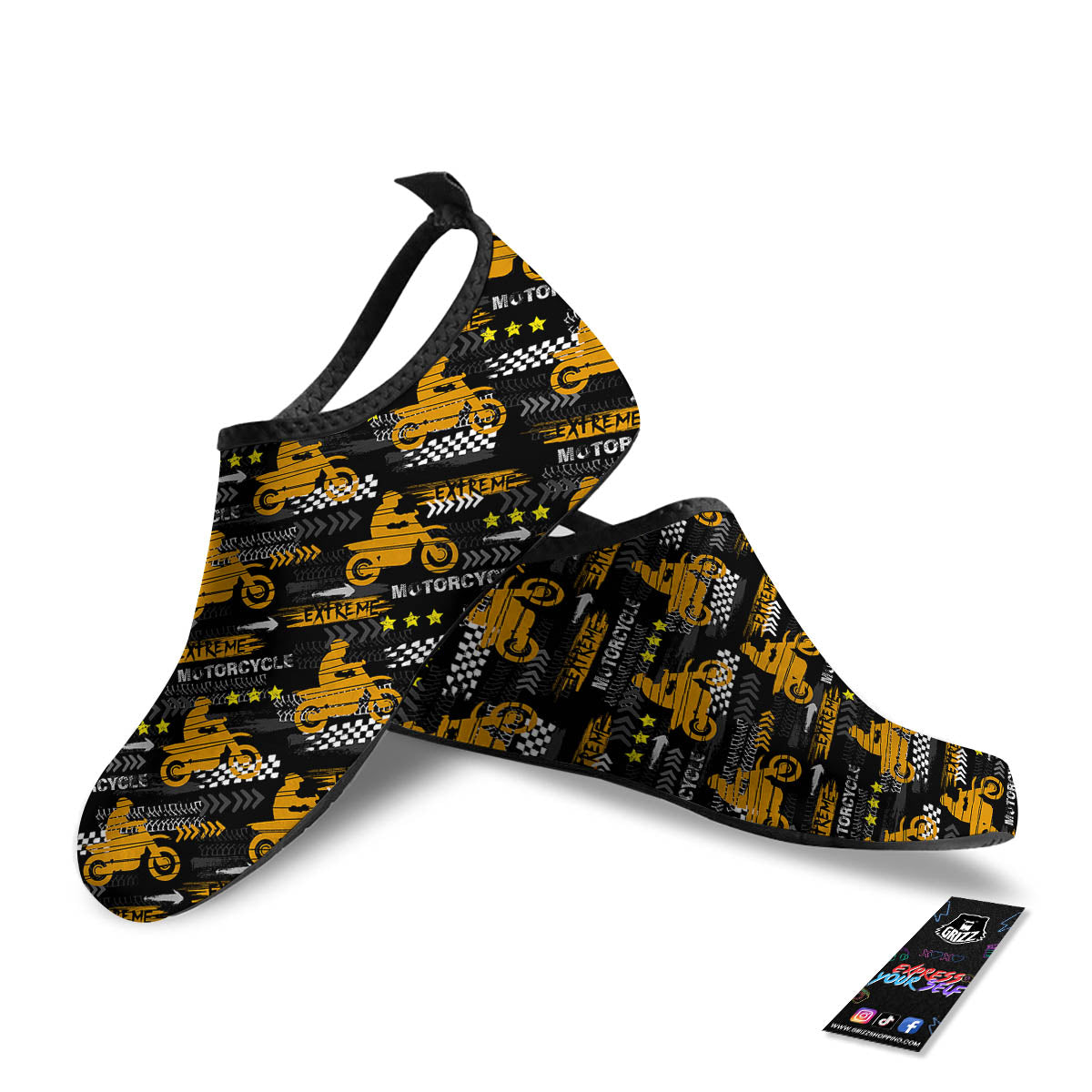 Words Motorcycle Print Pattern Water Shoes-grizzshop