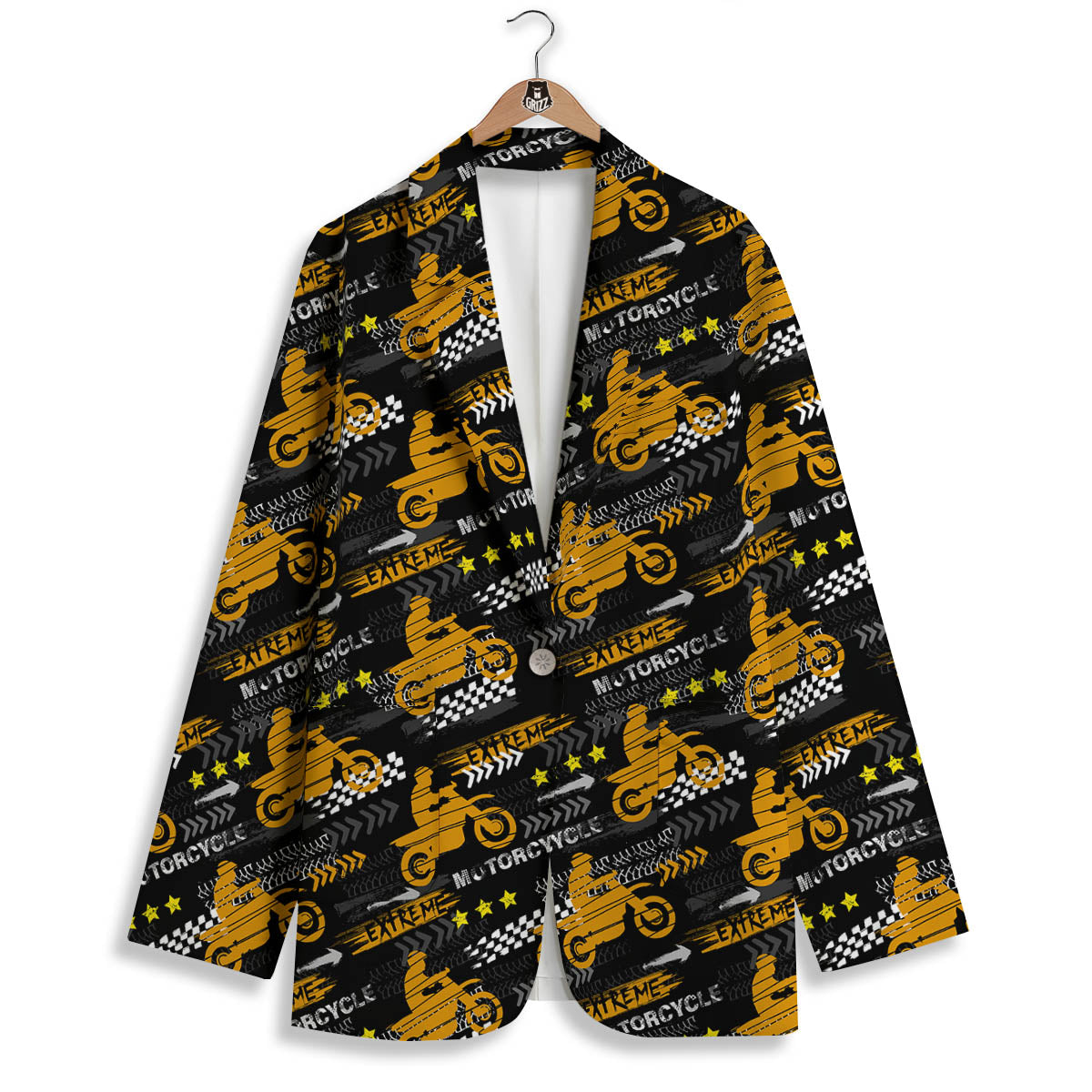 Words Motorcycle Print Pattern Women's Blazer-grizzshop