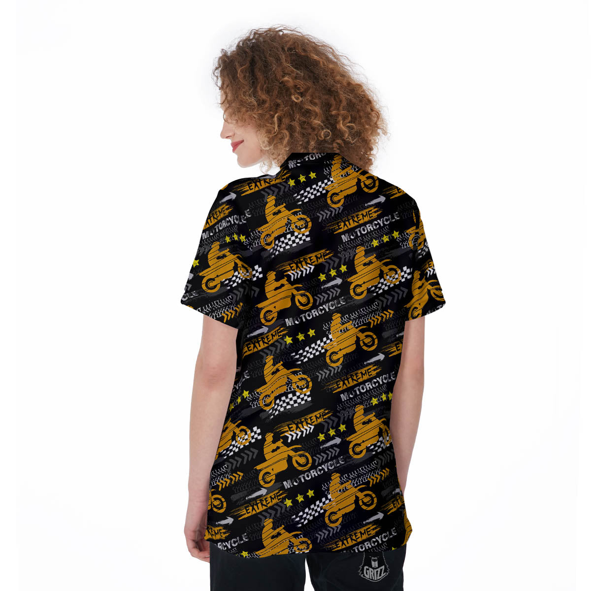 Words Motorcycle Print Pattern Women's Golf Shirts-grizzshop