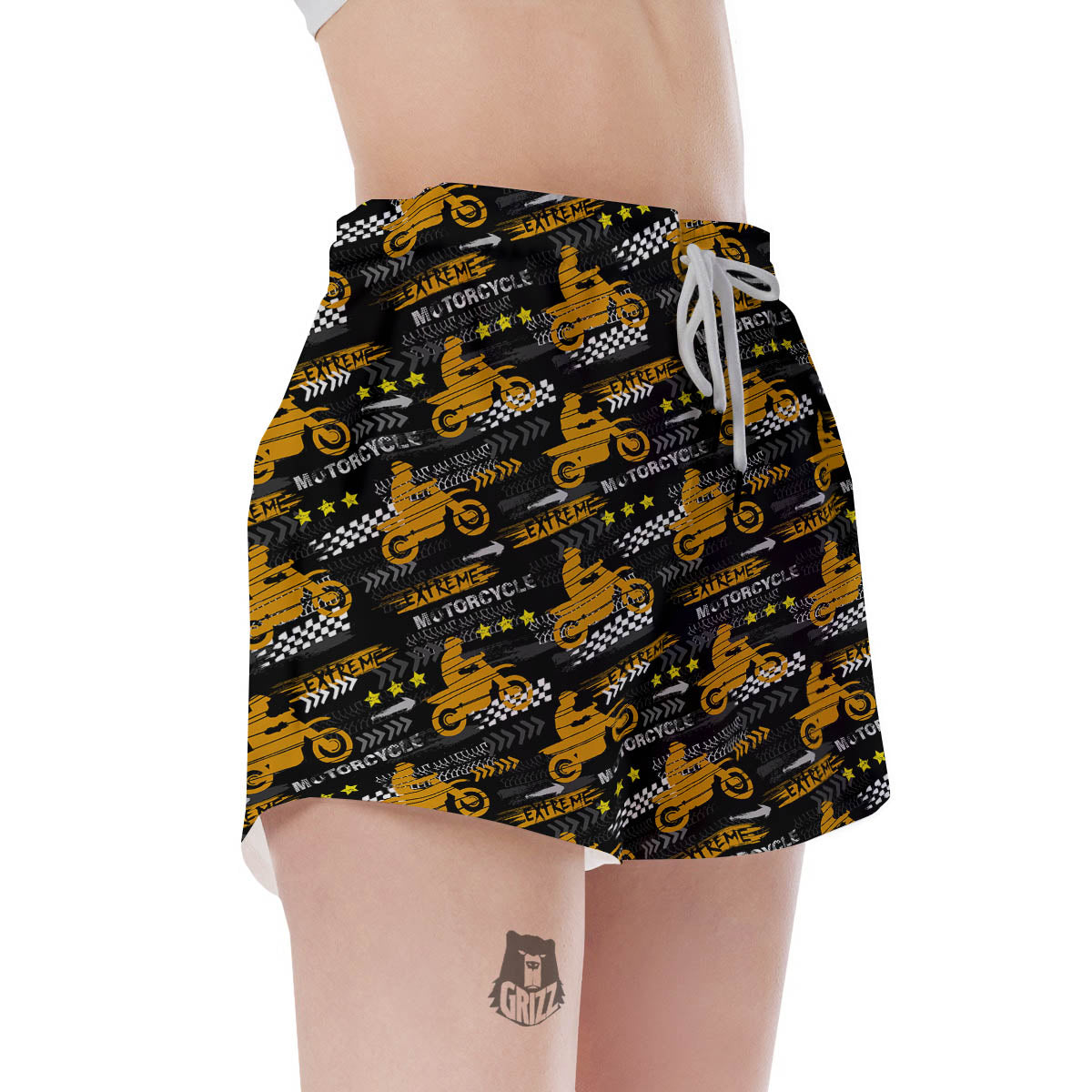 Words Motorcycle Print Pattern Women's Shorts-grizzshop