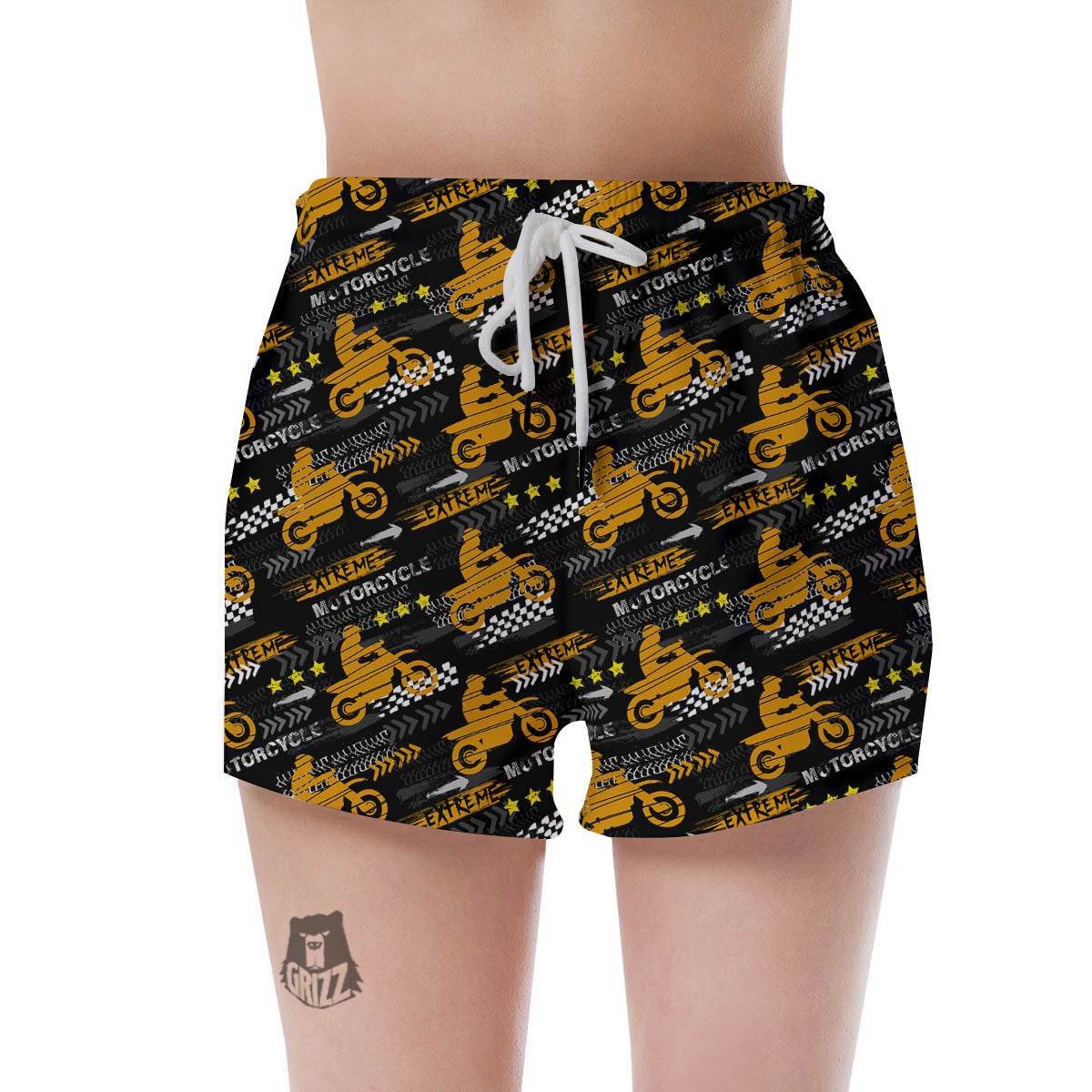 Words Motorcycle Print Pattern Women's Shorts-grizzshop