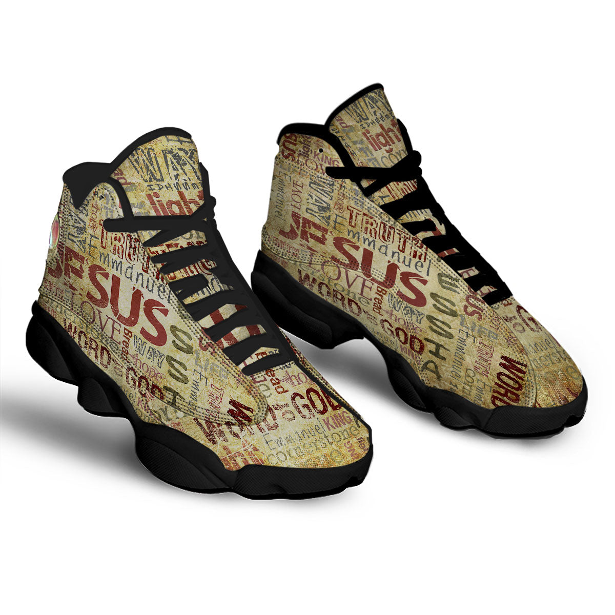 Words Old Religious Print Black Basketball Shoes-grizzshop
