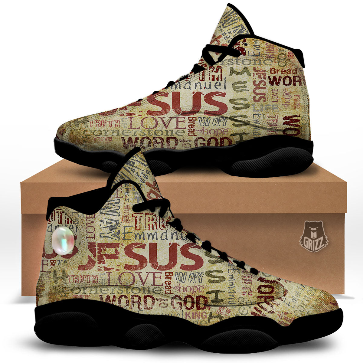 Words Old Religious Print Black Basketball Shoes-grizzshop