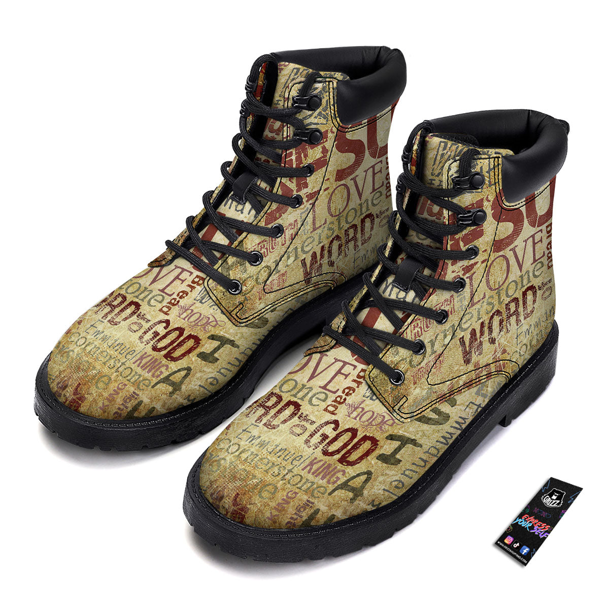 Words Old Religious Print Boots-grizzshop