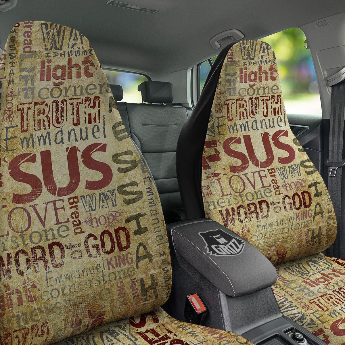 Words Old Religious Print Car Seat Covers-grizzshop