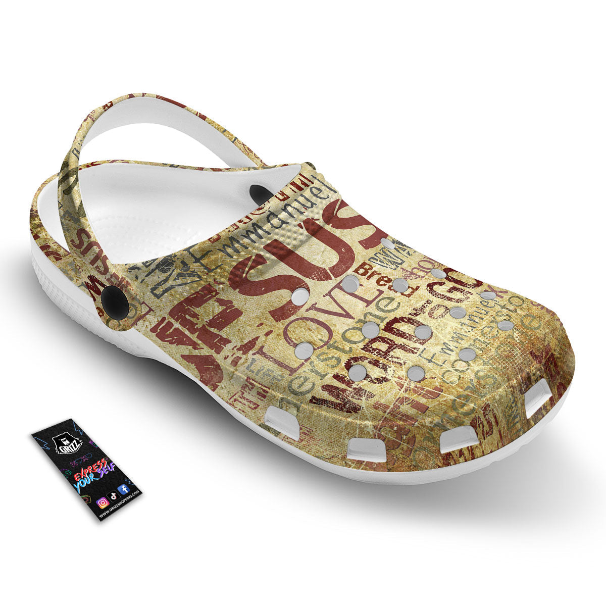 Words Old Religious Print Clog-grizzshop