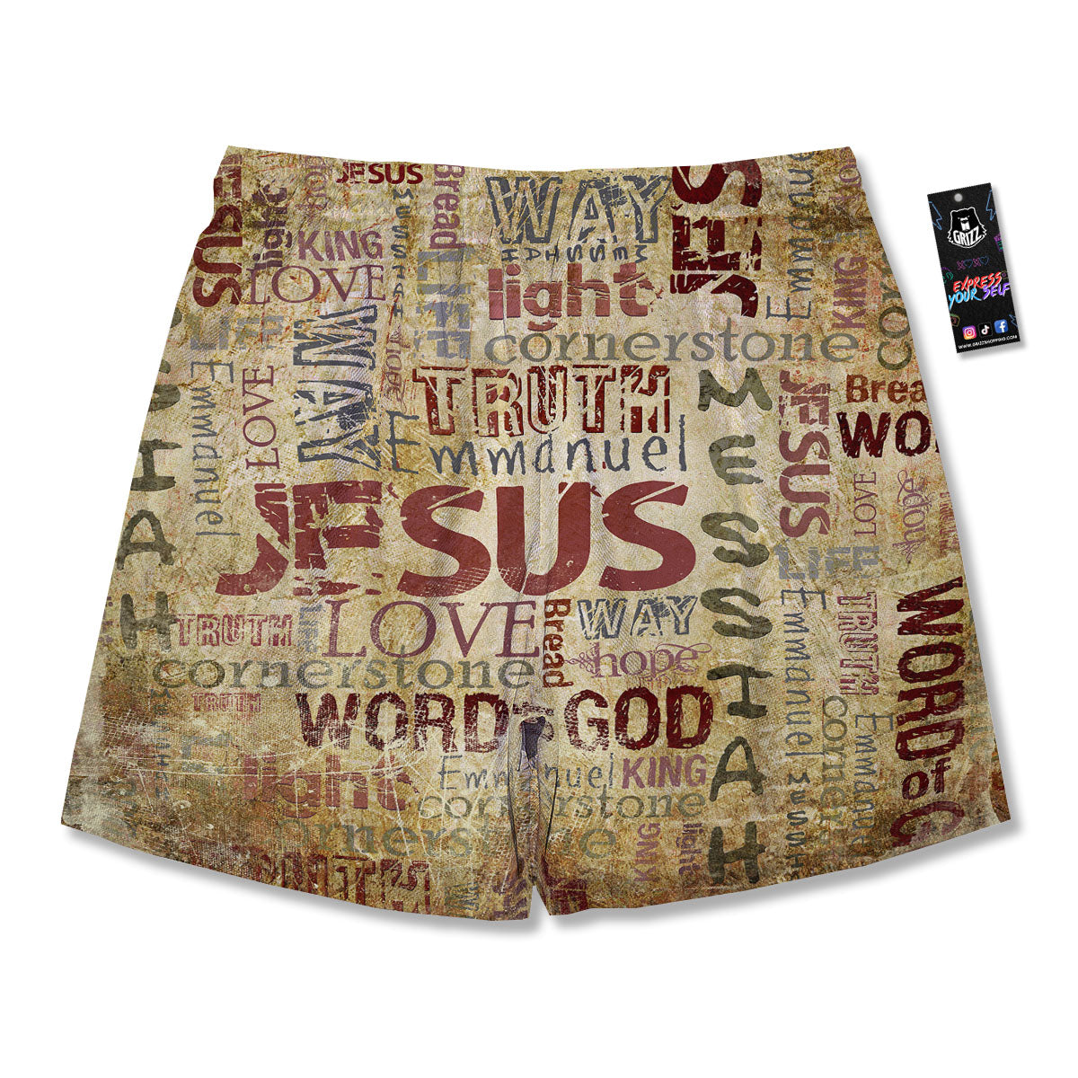 Words Old Religious Print Men's Running Shorts-grizzshop
