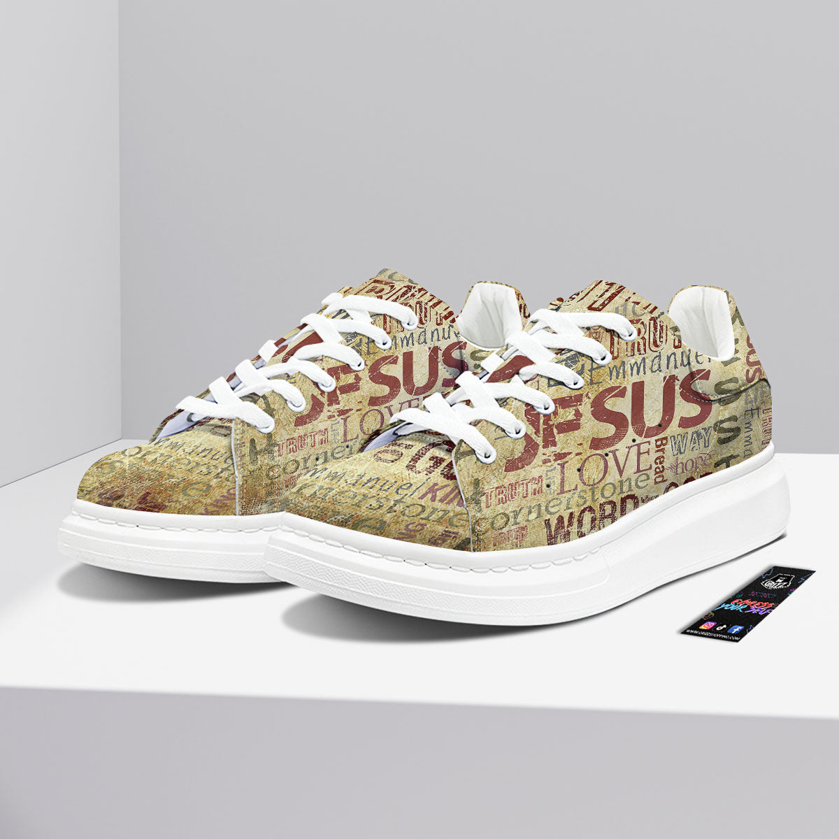 Words Old Religious Print Platform Shoes-grizzshop