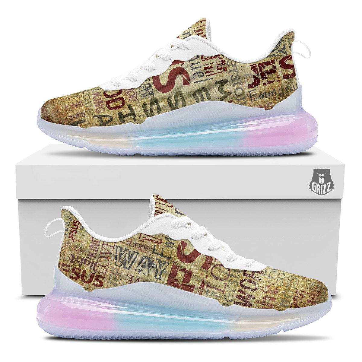 Words Old Religious Print Running Sneakers-grizzshop