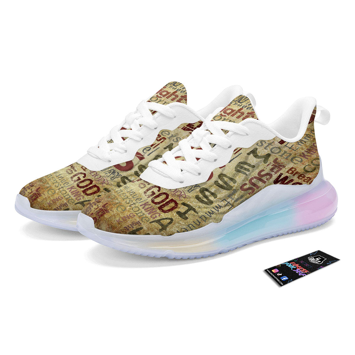 Words Old Religious Print Running Sneakers-grizzshop