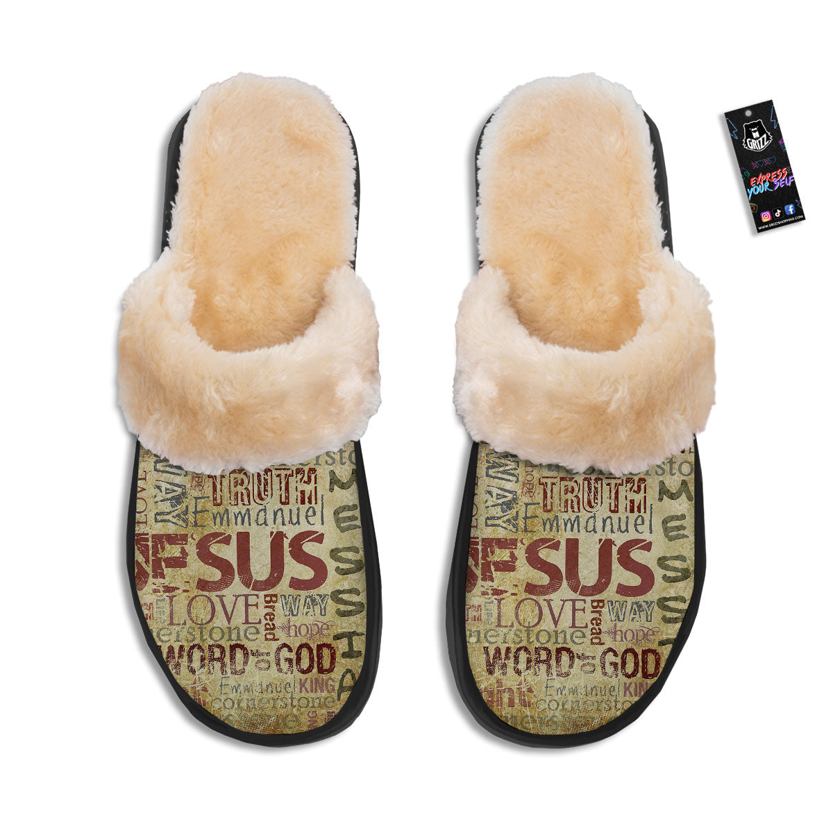 Words Old Religious Print Slippers-grizzshop
