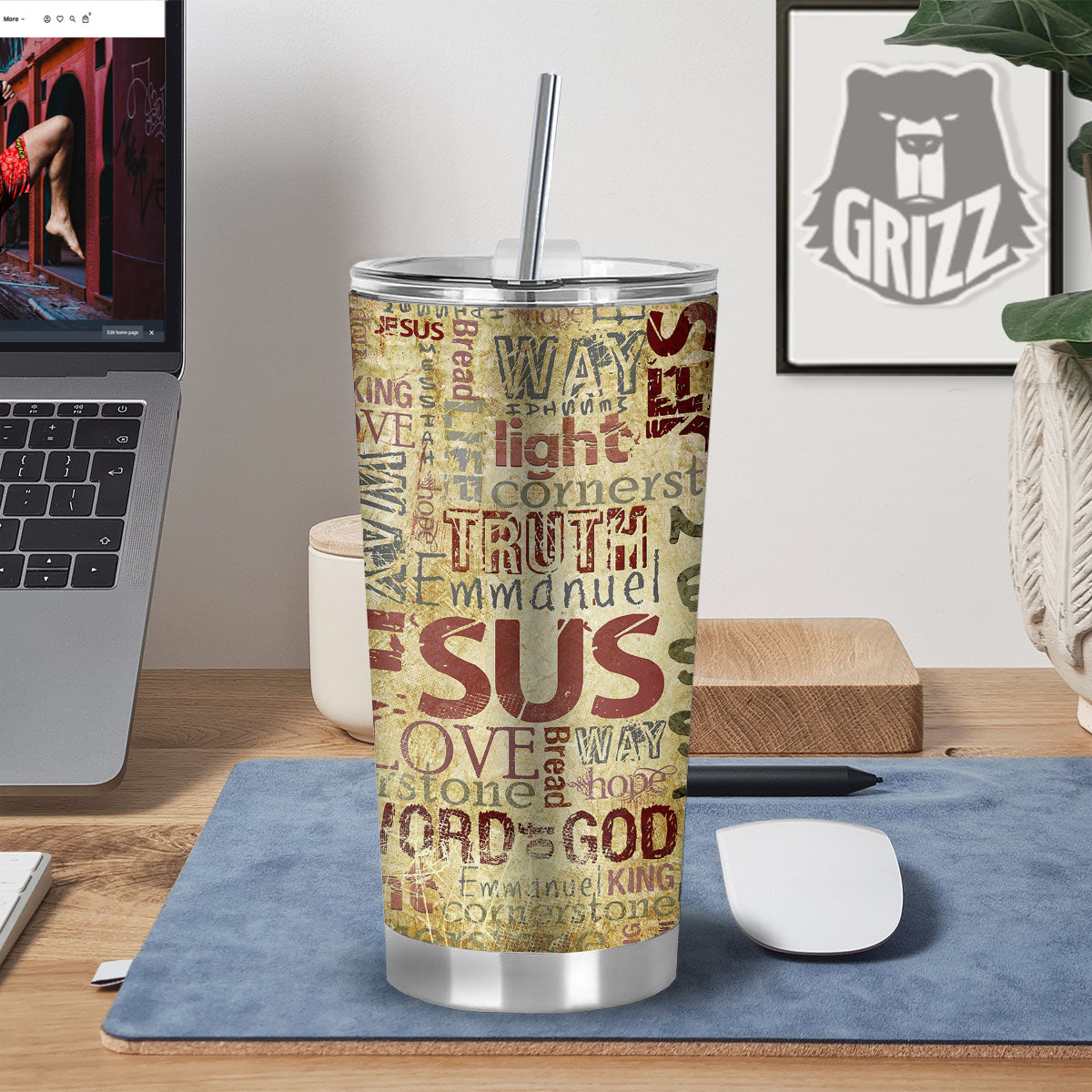 Words Old Religious Print Tumbler-grizzshop