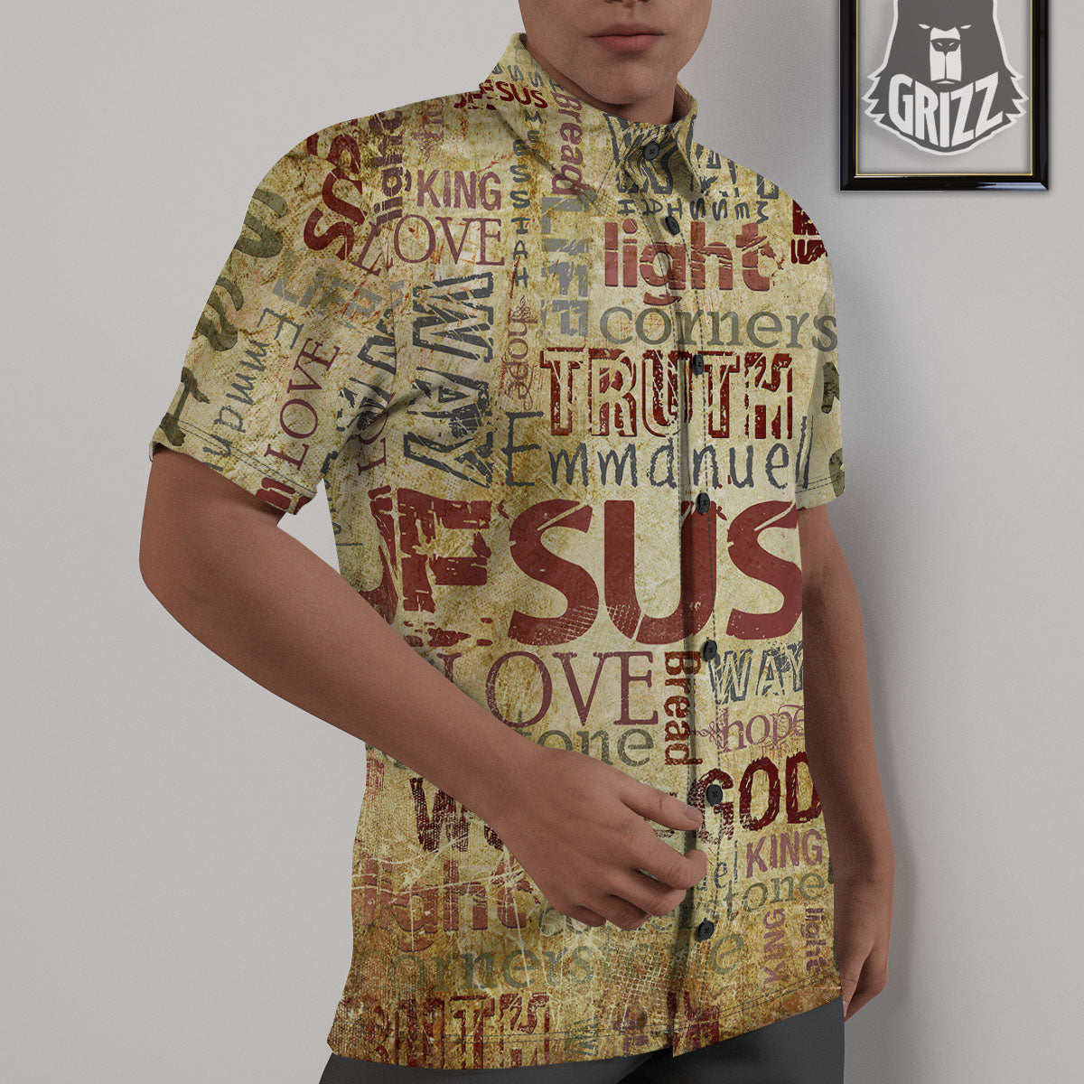 Words Old Religious Print Untucked Shirts-grizzshop
