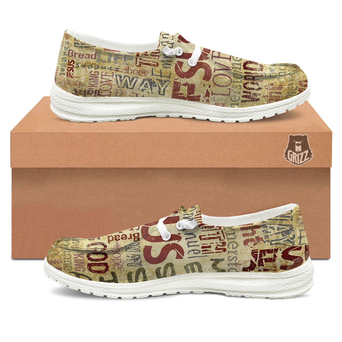 Words Old Religious Print White Loafers-grizzshop