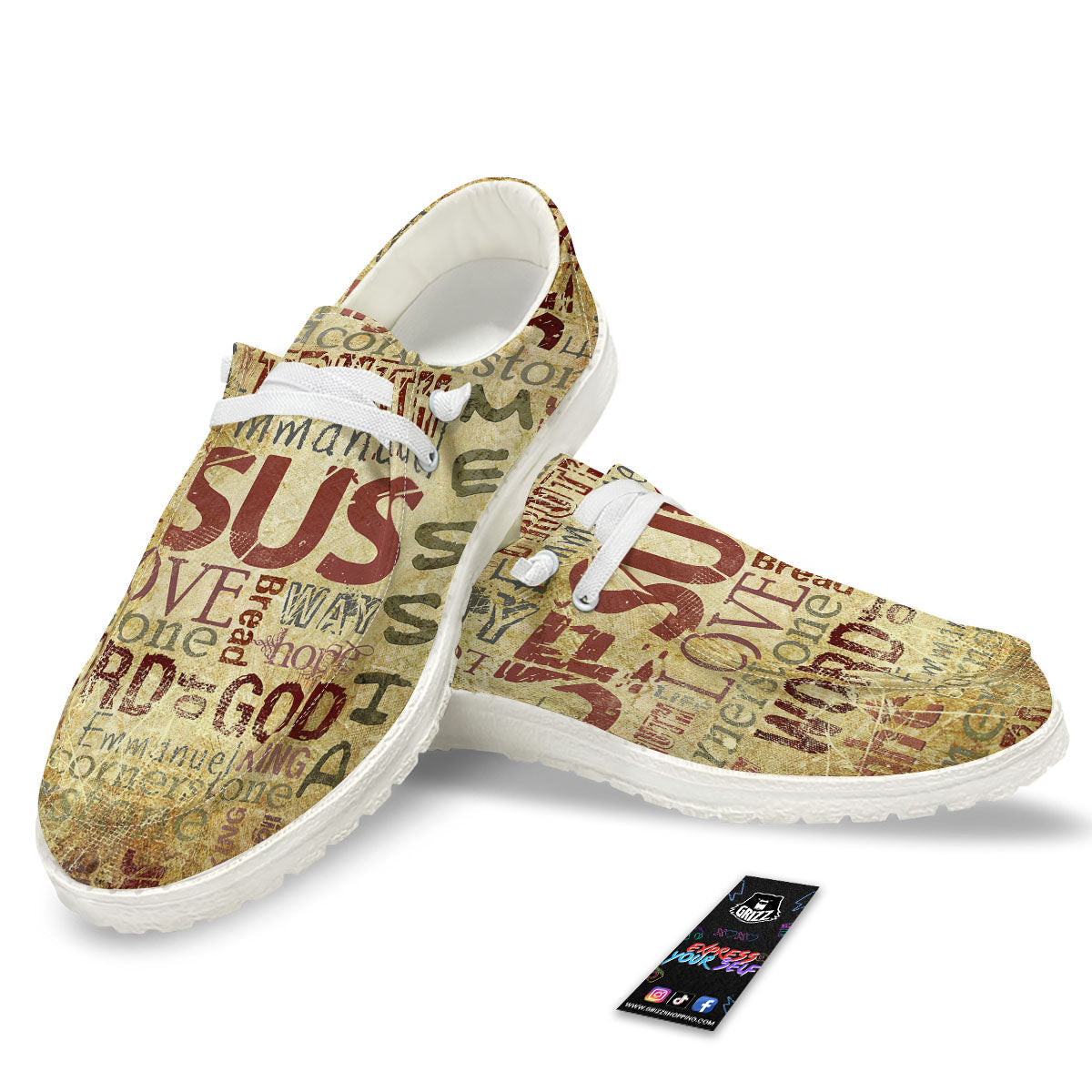 Words Old Religious Print White Loafers-grizzshop
