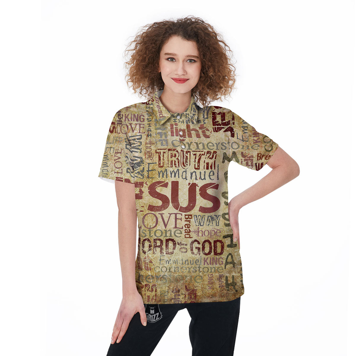 Words Old Religious Print Women's Golf Shirts-grizzshop