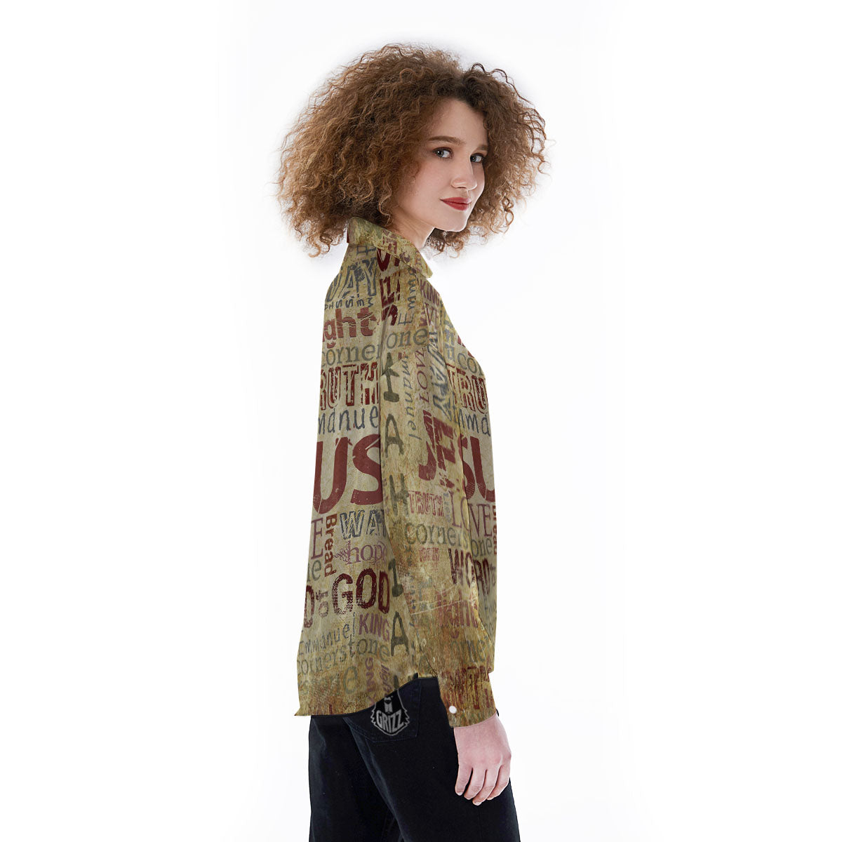 Words Old Religious Print Women's Long Sleeve Shirts-grizzshop