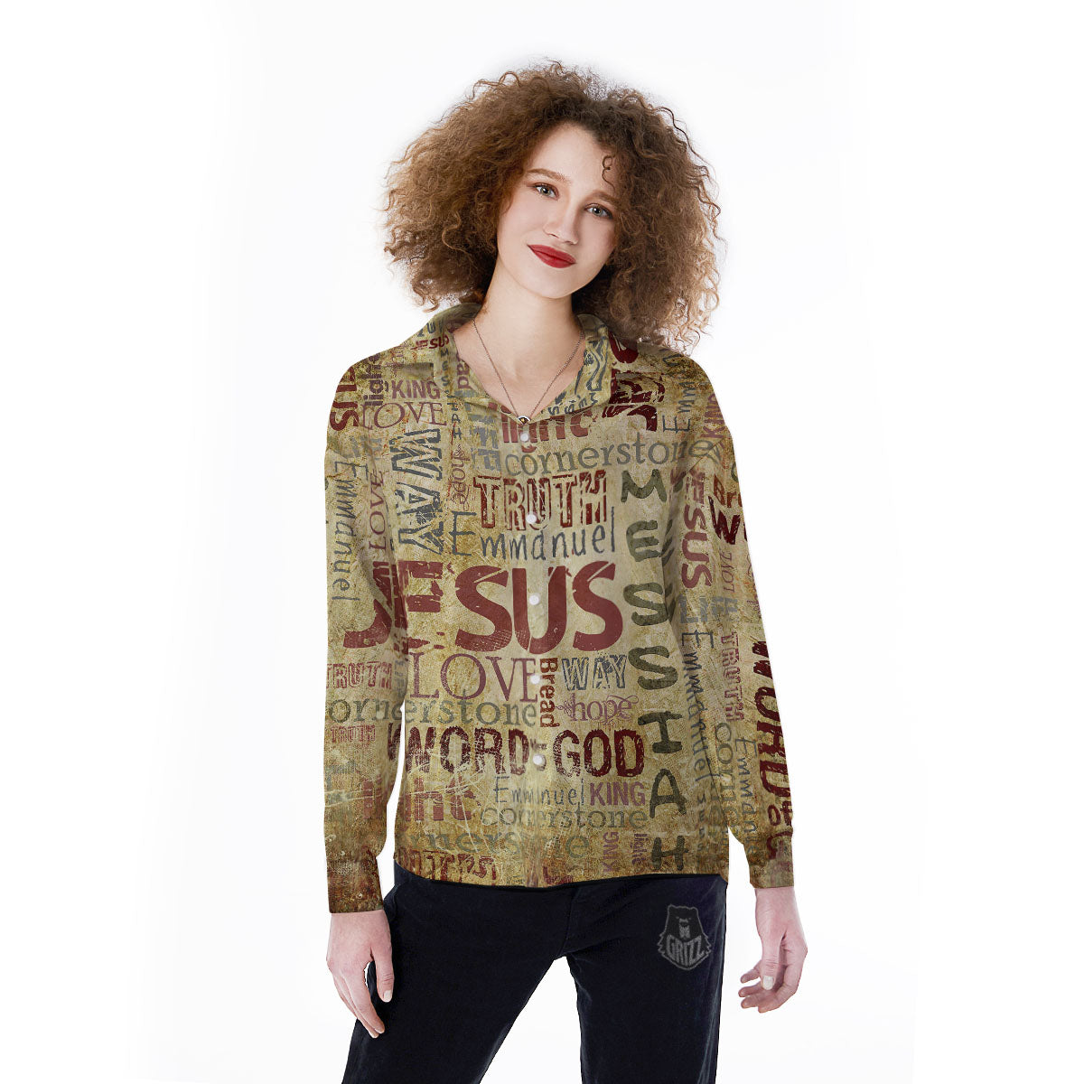 Words Old Religious Print Women's Long Sleeve Shirts-grizzshop