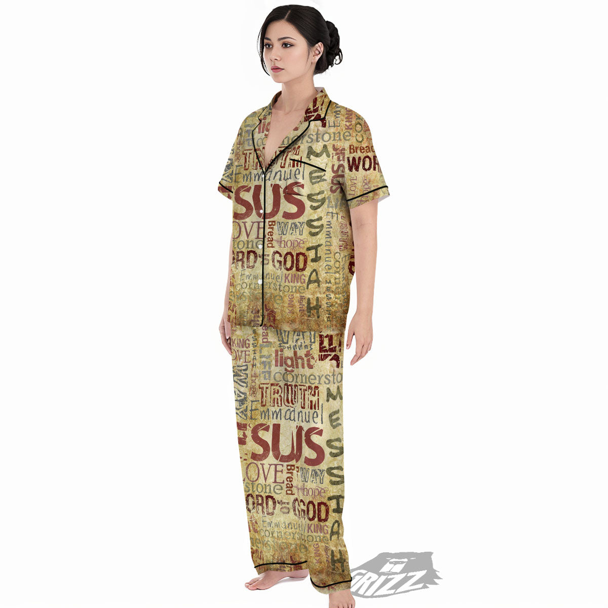 Words Old Religious Print Women's Pajamas Set-grizzshop