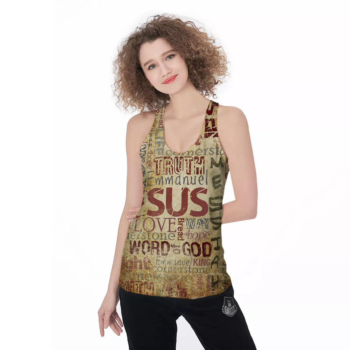 Words Old Religious Print Women's Racerback Tank Top-grizzshop