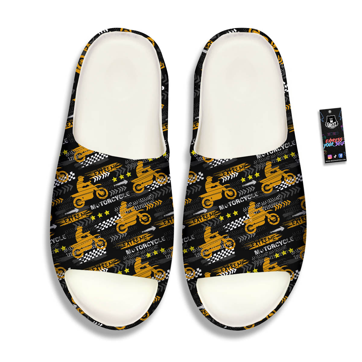 Words Motorcycle Print Pattern Sandals-grizzshop