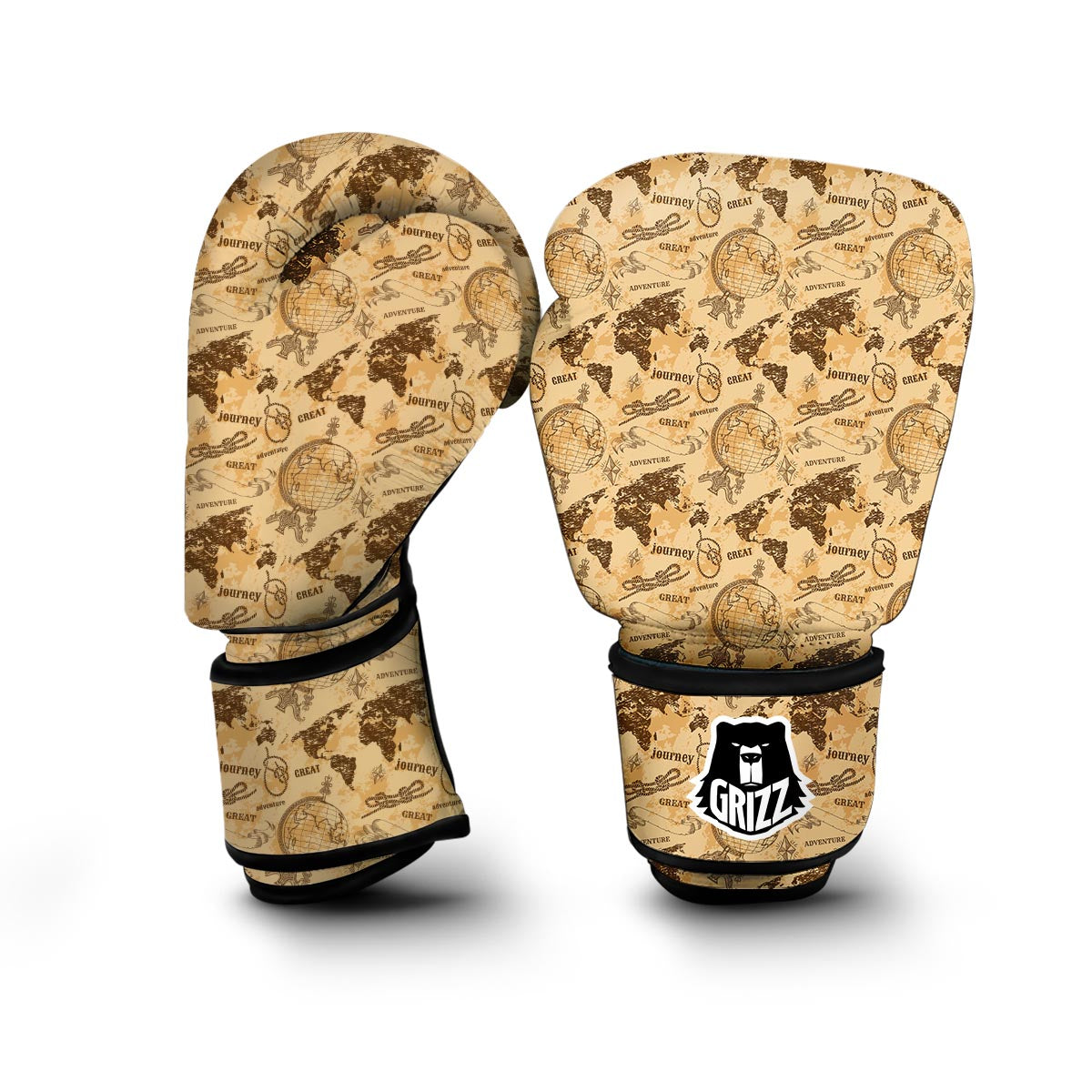 World Map Pattern Print Boxing Gloves-grizzshop