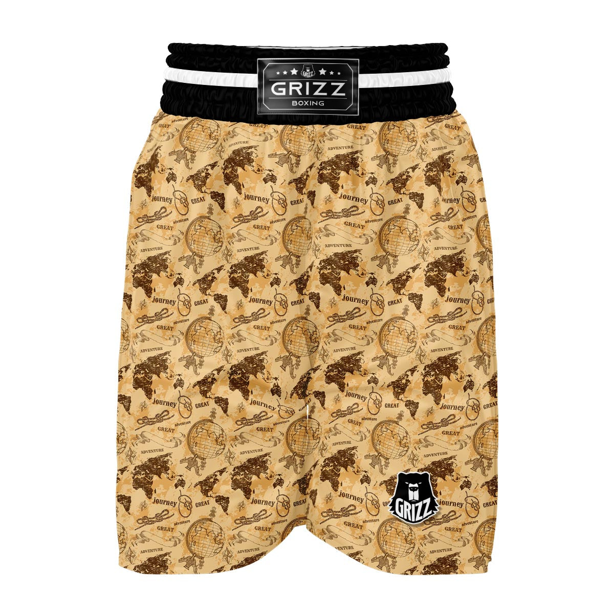 World Map Pattern Print Boxing Shorts-grizzshop