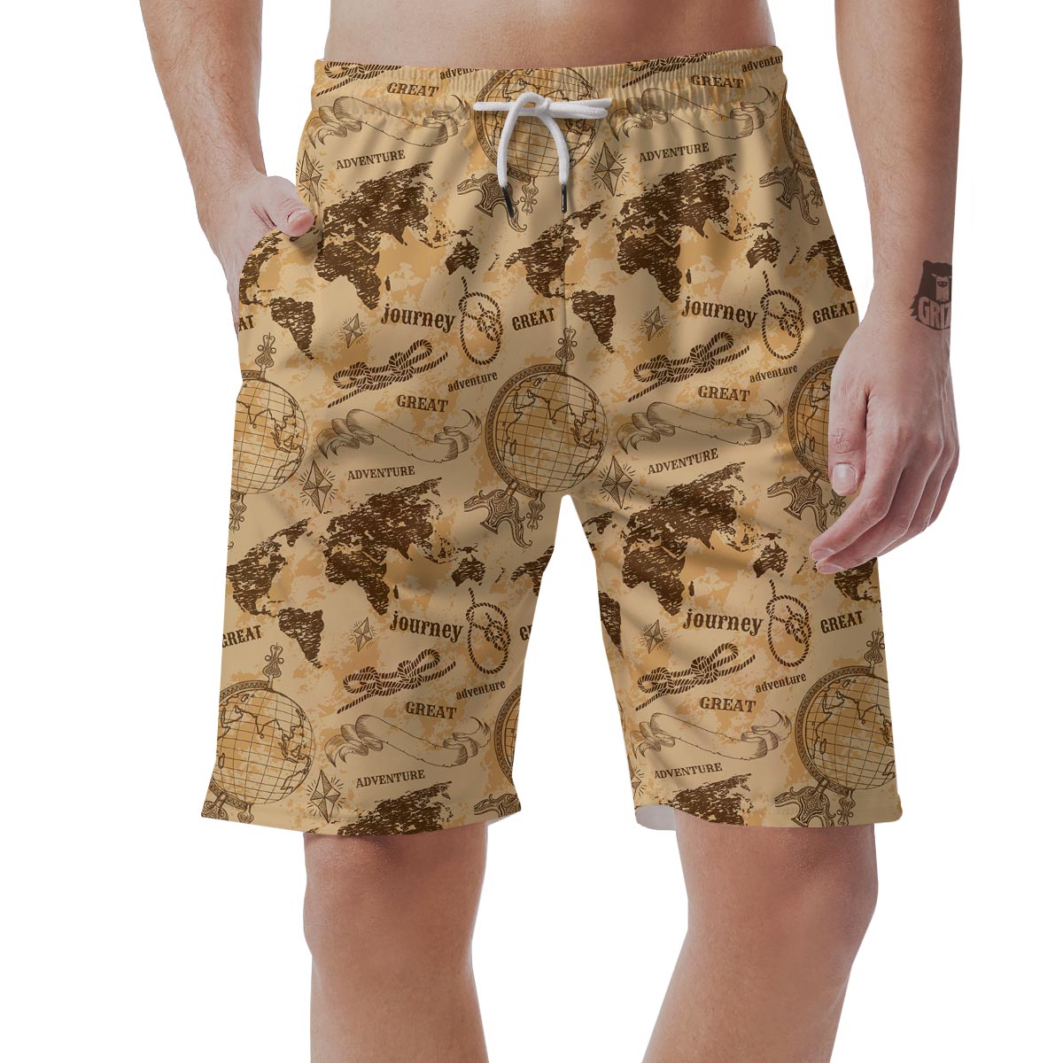 World Map Pattern Print Men's Shorts-grizzshop