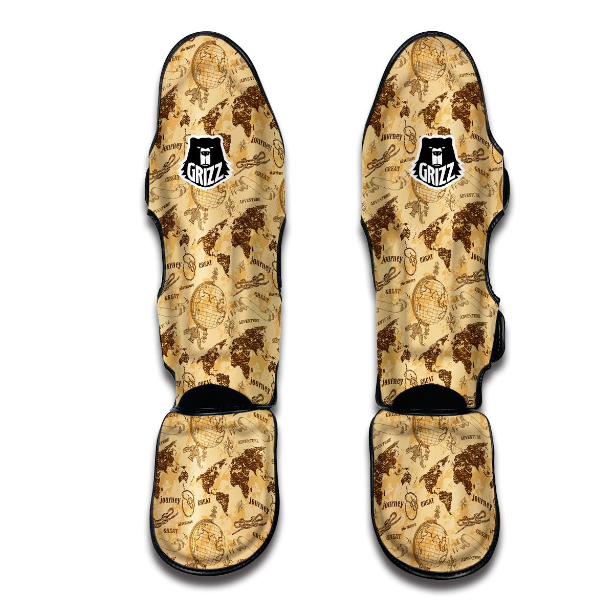 World Map Pattern Print Muay Thai Shin Guards-grizzshop