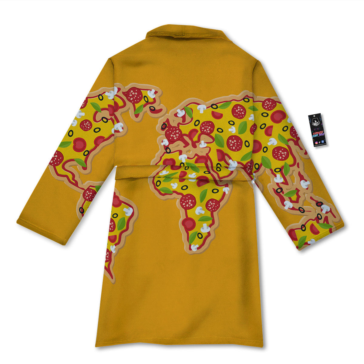 World Map Pizza Print Bathrobe-grizzshop