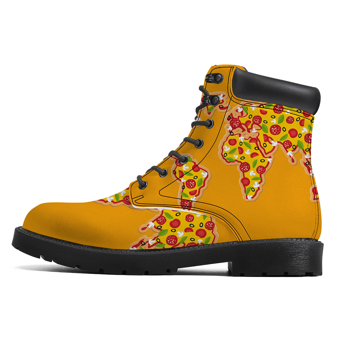 World Map Pizza Print Boots-grizzshop