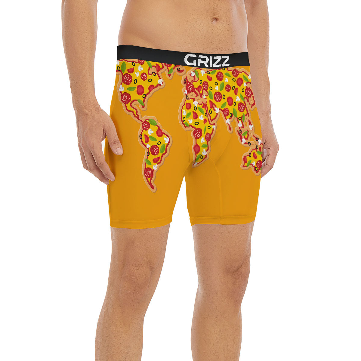 World Map Pizza Print Boxer Briefs-grizzshop