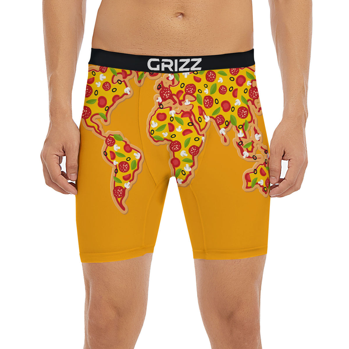 World Map Pizza Print Boxer Briefs-grizzshop