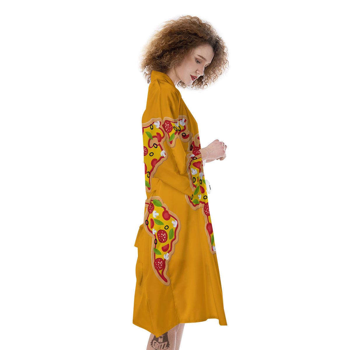 World Map Pizza Print Kimono-grizzshop